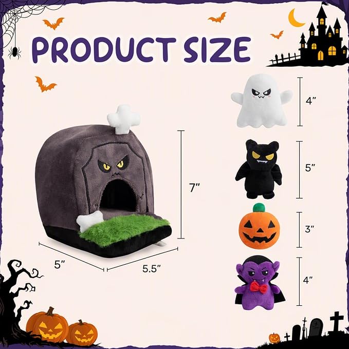 Hollypet Squeaky Hide and Seek Dog Toys for Small and Medium Dogs, Grave