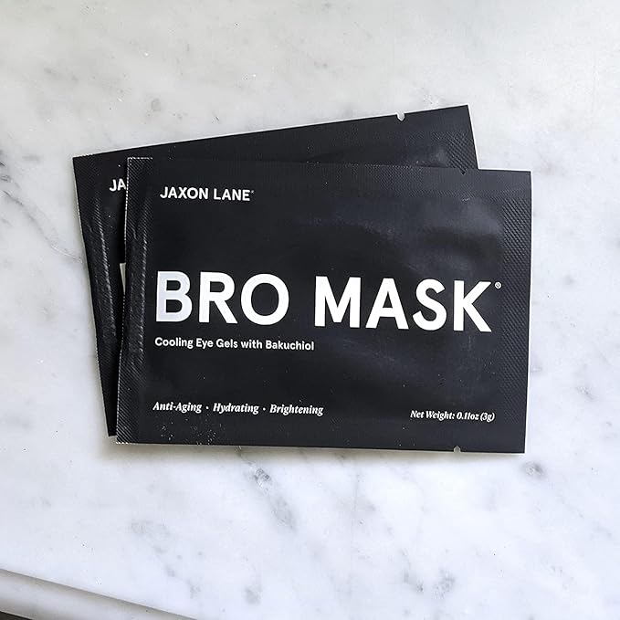 BRO MASK Under Eye Patches for Men Skin Care | Cooling Eye Masks for Dark Circles and Puffiness, Anti Aging Hydrogel Pads with Bakuchiol, Caffeine & Niacinamide, Eye Bags Treatment for Men (2X6 Pairs)