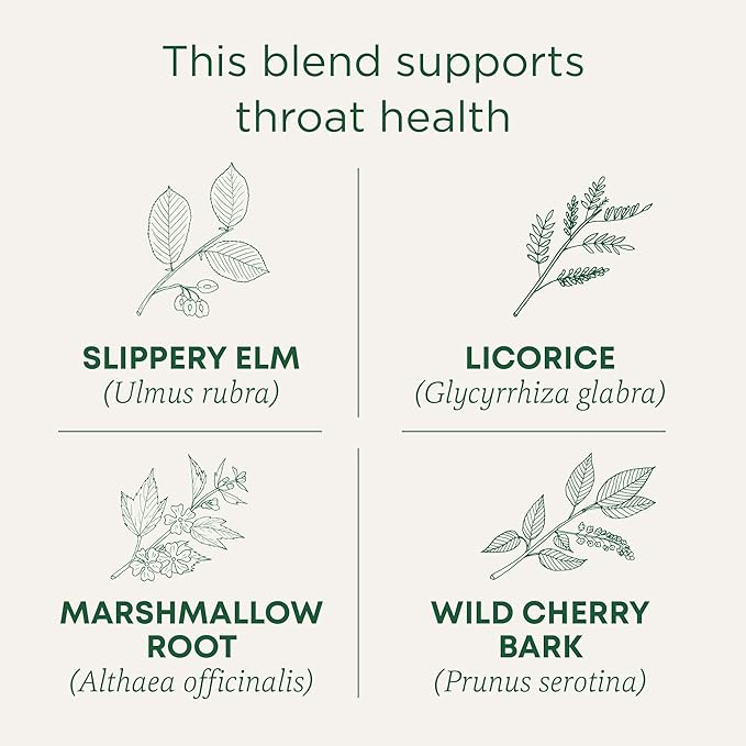 Traditional Medicinals Organic, Throat Coat Tea, Original with Slippery Elm - Supports Throat Health - Kosher, Non-GMO, Caffeine-Free, Compostable - 16 Tea Bags