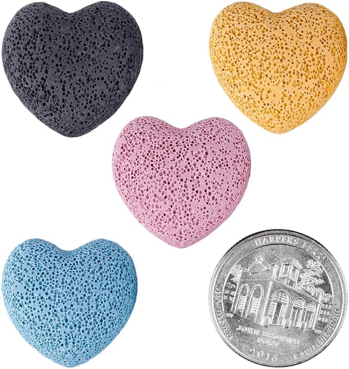 SUNYIK Assorted Crystal Stone Lava Rock Carved Puff Heart Pocket Stone Set, Healing Palm Crystal Set for Christmas, Pack of 8(1'')