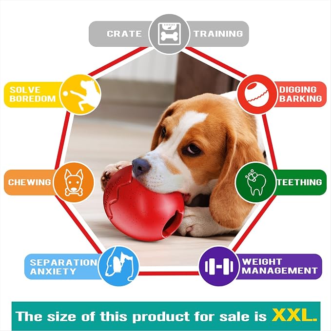 TLKNG Extra-Large Size Dog Fillable Toy - Filler Lick Ball for Large Aggressive Chewers Breed Dogs Durable Peanut Butter Balls & Kibble Treat Dispenser & Chew Toys