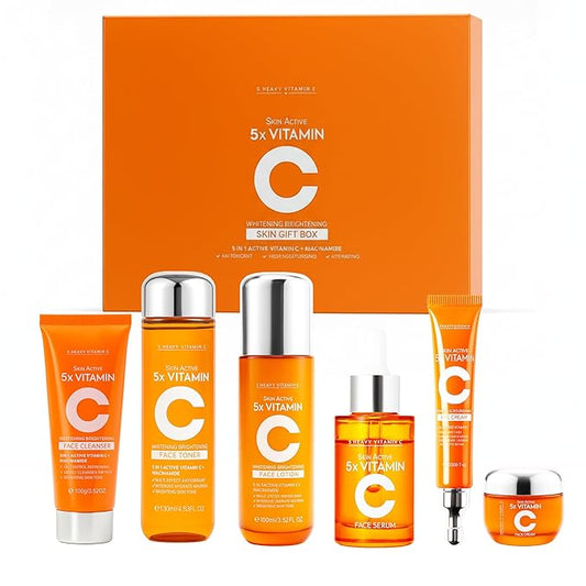 Vitamin C Skincare Set for Women – 6-Piece Hydrating Face Care Kit, Anti-Aging Routine & Moisturizing Skincare Gift Set for All Skin