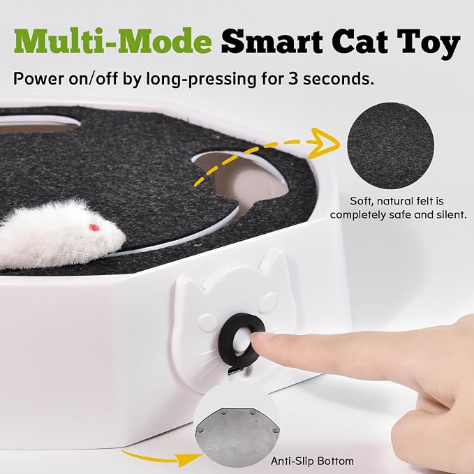 Automatic Cat Toy, Rechargeable Interactive Cat Toy with 4 Modes & Sounds