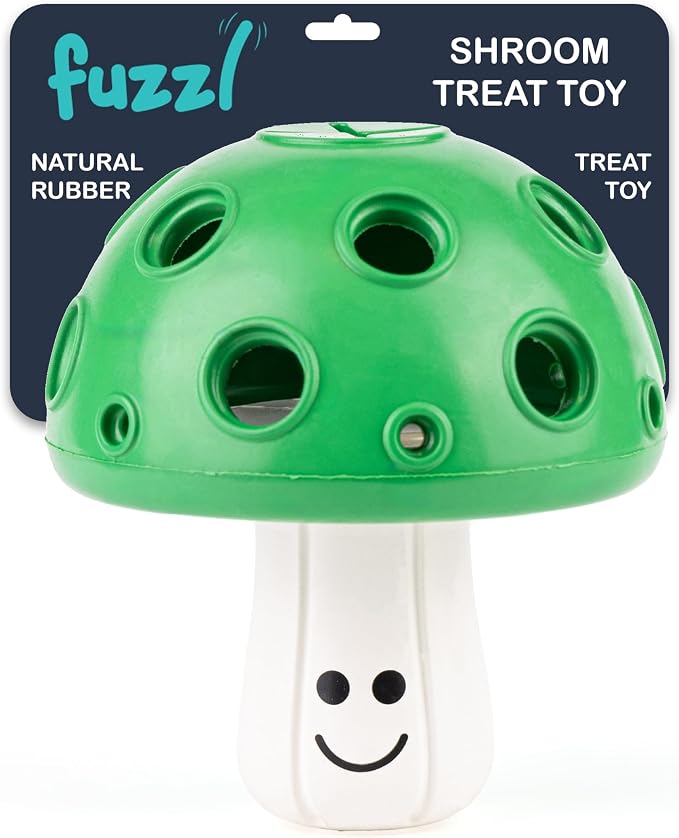 Fuzzl Eco Rubber Large Magic Shroom Puzzle Enrichment Toy - Green - Long Lasting Dog Treat Toys for Aggressive Chewers Strong Dog Toy for Dogs Durable Puppy Chew Toys