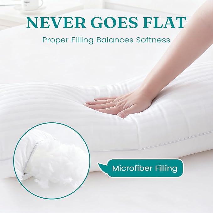 Oubonun 12 x 16 Throw Pillow Inserts Set of 2 | Firm and Fluffy Decorative Pillows for Couch Bed Sofa with Soft Cotton Cover White Cushion with Down Alternative