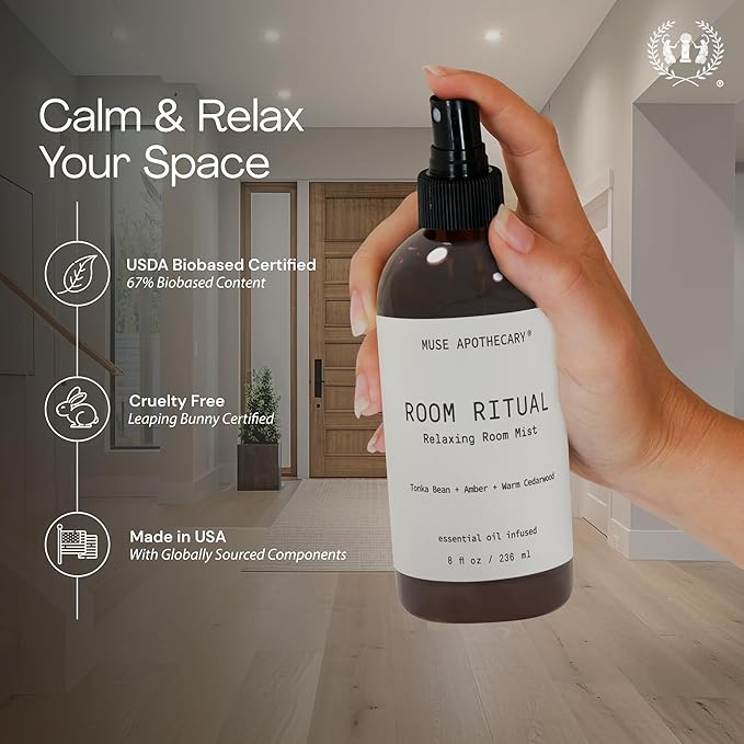 Muse Apothecary Room Ritual - Aromatic and Relaxing Room Mist, Infused with Natural Essential Oils - 4oz, Cara Orange + Fig + Blackberry Vanilla - 2 Pack