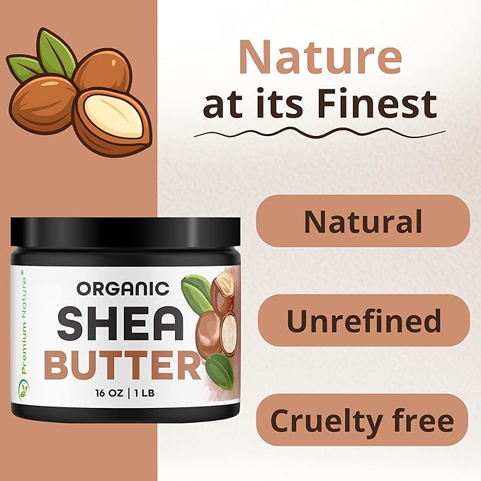 Pure Shea Butter Raw Organic for Skin Pure Virgin Unrefined Body Lotion Stretch Mark Skin Care Scar Cream Organic Shea Butter Raw Unrefined African Shae Manteca de Karite Organica Pura 16 oz