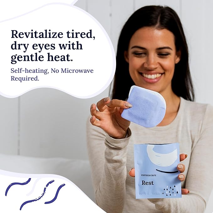 CorneaCare Rest: Self Heating Warm Compress for Dry Eyes | Heated Eye Mask for Fast Relief | No Microwave or Washcloth Needed | Travel Ready | 30 Count