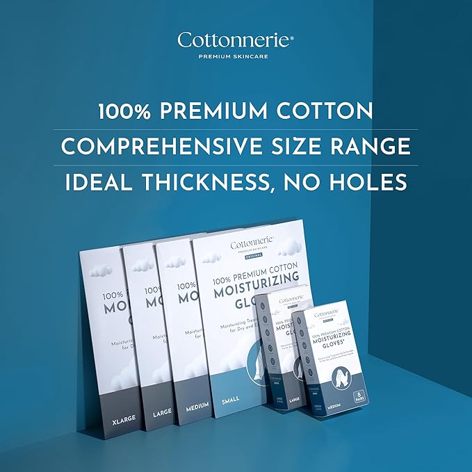 8 Pairs Cottonnerie Cotton Gloves for Dry Hands Sleeping, Moisturizing Gloves Overnight, Hand Moisturizer Gloves, Moisture Gloves for Dry Hands Overnight, Sleeping Gloves, Eczema Gloves, Large