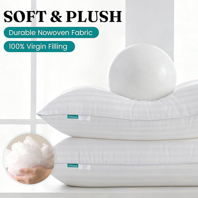 Oubonun 14 x 36 Throw Pillow Inserts Set of 1 | Firm and Fluffy Decorative Pillows for Couch Bed Sofa with Soft Cotton Cover White Cushion with Down Alternative