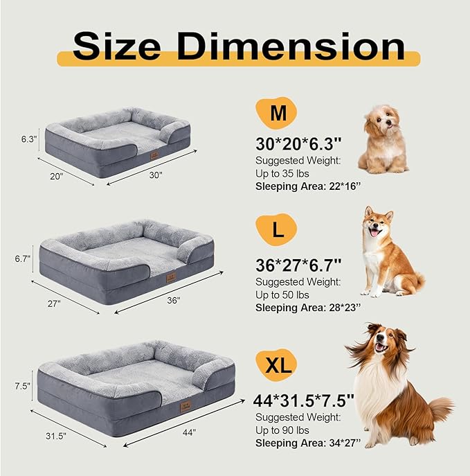 Orthopedic Dog Bed Medium Size Dog, Memory Foam Dog Bed Couch, 30" L | Dual-layer Foam Mat, Washable Cover&Waterproof, Contoured Bolster Design, Indoor&Car Truck, Pet Bed for Dogs Cats Up to 35lbs