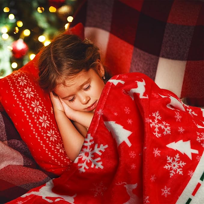 50'' x 60'' Christmas Throw Blanket Plush Home Decor | Merry Christmas Plush Warm Blanket for Winter Home Decoration Sofa Couch Bed