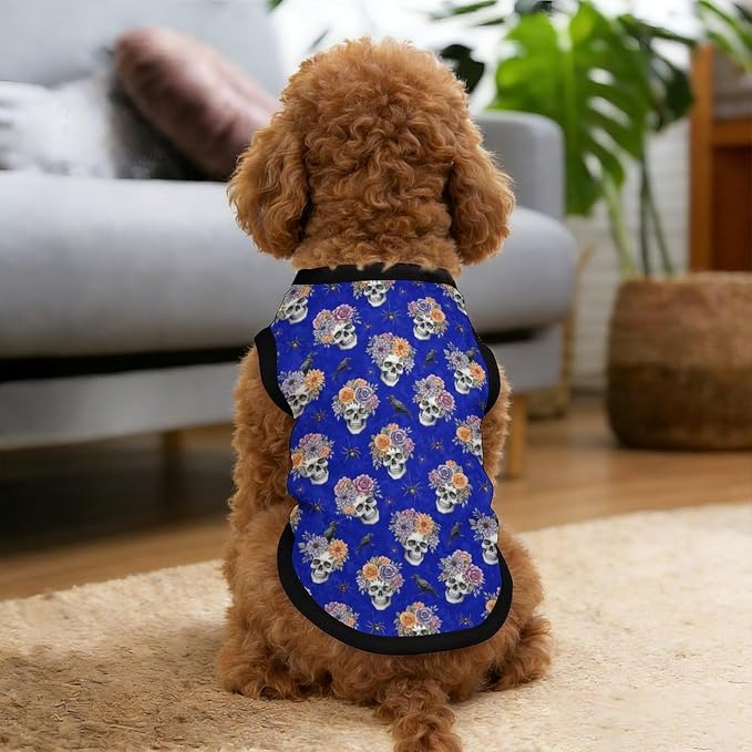 Halloween Pet Vest Skull Floral Pet Shirts Large | black bird Dog Shirt Vest cute pet Sleeveless Vests Ice Silk Dog T-Shirts holiday Dog Clothes Halloween Canine Wear