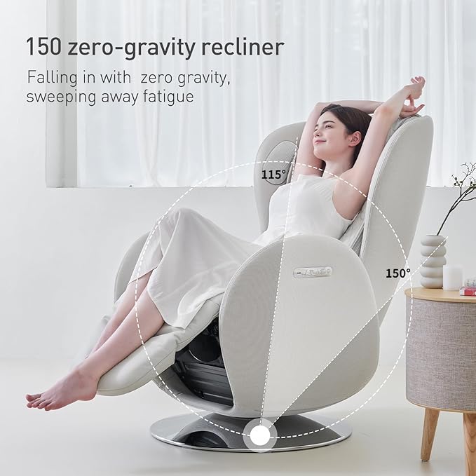 Nouhaus Luna Heated Massage Chair,Full Body Massaging Zero-Gravity Leisure Recliner with Low-Noise 3D Massage and Dual Sound Systems Modern Massage Chairs (Elder White)