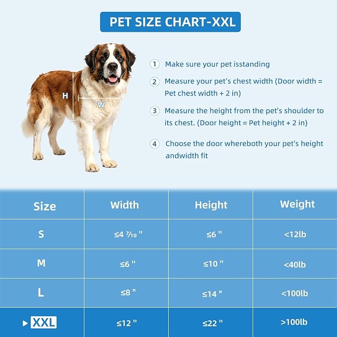 Automatic Dog Door with Doorbell Activation, 2-Flap Electronic Smart Pet Door with Anti-Pinch, No Collar Needed, Aluminum Lockable Weatherproof Telescoping Tunnel for Pets (Extra Large, Door Mount) | 4 Modes,Electronic Pet Door with Anti-Pinch, Aluminu...