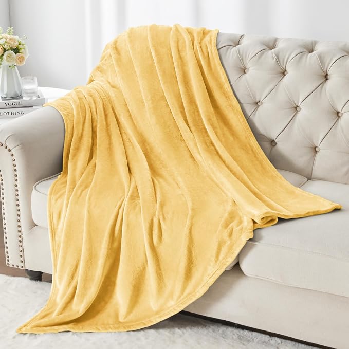 BEDELITE Fleece Blanket Soft Plush Twin Size Blanket Cream Yellow 60"x80" | Ultra Soft Fleece, Plush Microfiber, Lightweight Warmth, All Season Comfort, Fade Resistant, Machine Washable, Couch Sofa Bed