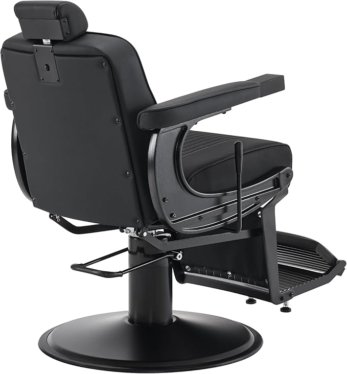 BarberPub Classic Barber Chair, 660Lbs Heavy-Duty Hydraulic Pump, Professional Reclining Salon Chair for Hair Stylist, Gold&Black, Barbershop, Salon&Spa Equipment for Adult 8334 (Black) (Black)
