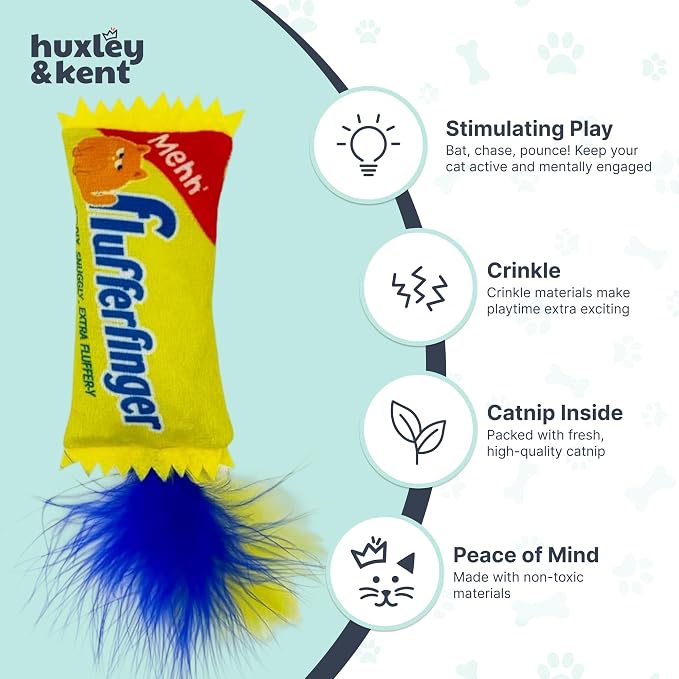 Huxley & Kent Plush Crinkle Catnip Cat Toy, Flufferfinger