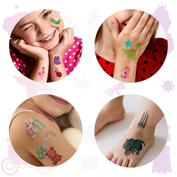 326+ PCS Kids Temporary Tattoos, 60 Sheets Small Watercolor Fake Tattoos with Mermaid, Truck, Animal, Princesses, Pirate, Dinosaur, Alien, Butterfly Mixed Styles Stickers for Boys and Girls Gifts