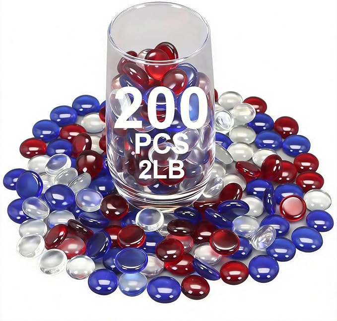 Mini Glass Gems Flat Bottom Marble Beads for Vase, Aquarium & Fish Tank | Mixed Color Decorative Glass Stones Vase Filler for Planter, Crafts, Home Art Decoration (2 Pounds)