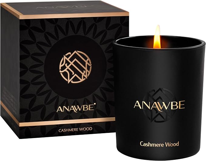 Cashmere Wood Scented Candle - Classy Soy Candle for Men and Women, Black, Luxury Gift Box, 45-Hour Burn Time