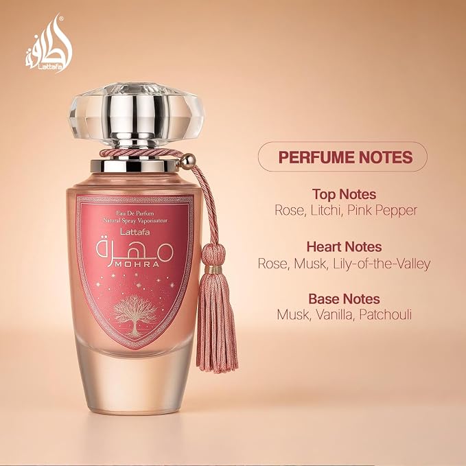Lattafa Mohra Silky Rose for Women Eau de Parfum Spray, 3.4 Ounce / 100 ml