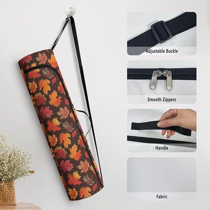 Yoga Mat Bag with Adjustable Shoulder Strap and Handle Zipper, 30in Wide x 6.3in Diameter for Yoga Mat Storage