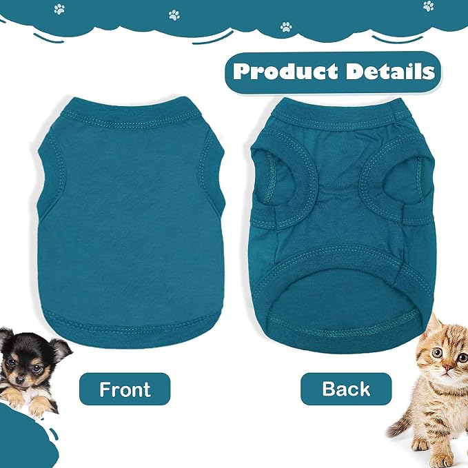 2 Pieces Dog Clothes for Small Dogs Girl Boy Chihuahua Clothes Summer Puppy Soft Dog Shirt Solid Color Pet Clothing Cute Cat Cloth, XXS,Green,Blue