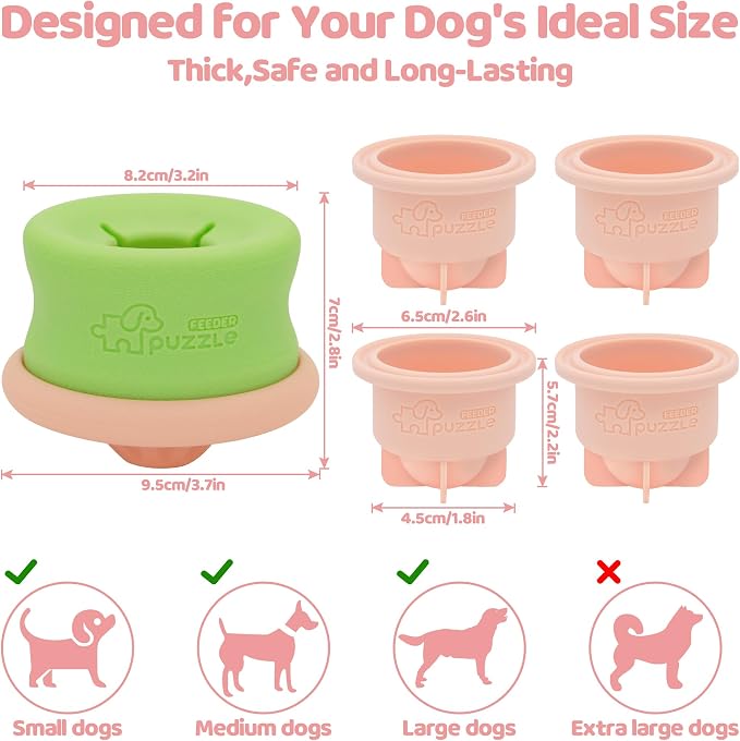 Puzzle Feeder Dog Puzzle Toys, Interactive Enrichment Dog Toys for Mental Stimulation, Slow Feeding, Treat Dispensing, and Freezable Fun to Keep Them Busy,Pink