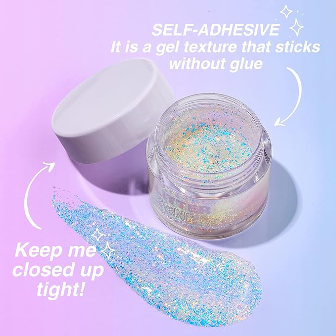 LANGMANNI Holographic Body Glitter Gel for Body, Face, Hair and Lip.Color Changing Glitter Gel Under Light. Vegan & Cruelty Free-1.35 oz (1# Golden Ocean)