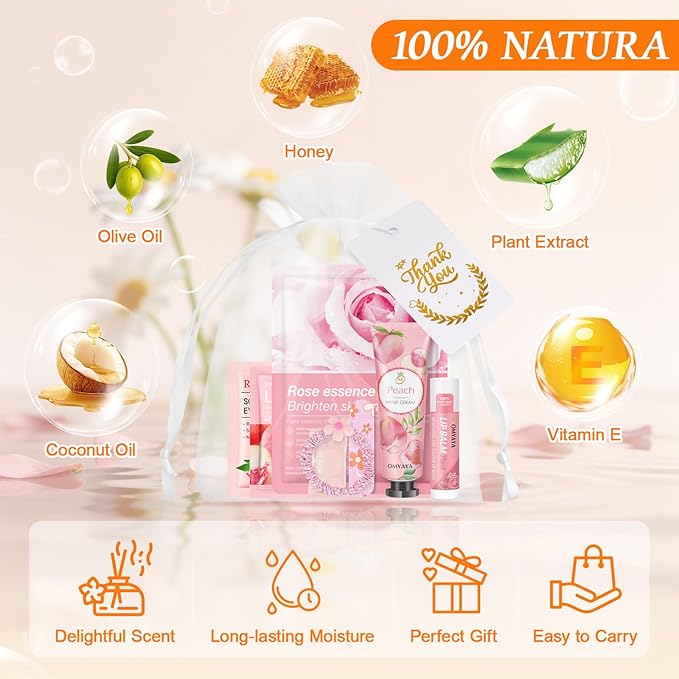 60PCS Bulk Gifts for Women, Spa Party Supplies with Face Masks Skincare, Under Eye Patches, Hand Cream, Lip Balm, Lip Mask, Nail Files, Spa Party Favors for Bridal Wedding Birthday Sleepover Party