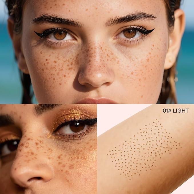 Freckle Stamp Pen, Natural Fake Freckle Makeup Pen，Waterproof Quick Dry Long Lasting Soft Faux Freckles, Lifelike Magic Stamp Marker for Sunkissed Makeup (Light)