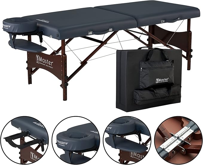 Master Massage Newport 30" Professional Portable Massage Table Package in Royal Blue with Ambient Lighting System