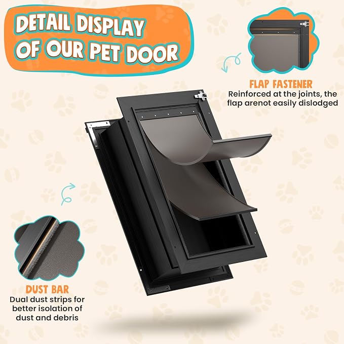 2-Flap Large Dog Door for Wall, All Aluminum Doggy Door, Pets Up to 110 LB | Magnetic Seal, Energy Efficient, Wide Telescoping Tunnel for Walls, Durable Rust Resistant, Closing Panel, Safety Locks
