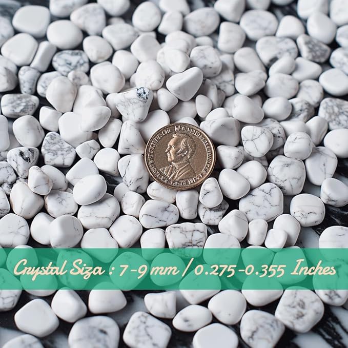 Polished Howlite Crystal Chips 200 Pcs - 0.3" 10 oz Tumbled Stone Chips Crushed Sea Glass Stones Healing Reiki Crystal Jewelry Making Home Decoration