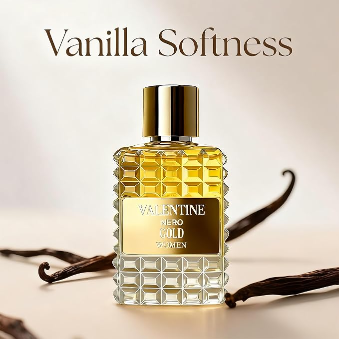 A CENTER Valentine Nero Golden Eau de Parfum Perfume for Women 3.4 Fl Oz | Long Lasting Deep Floral & Amber Fragrance | Gold Glass Spray Bottle | Cologne Gift Daily Use