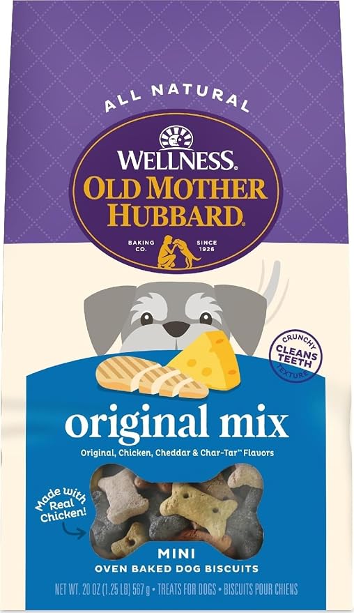 Wellness Old Mother Hubbard Classic Original Mix Dog Biscuits, Natural Training Treats, 4 Flavors, Mini Size, 20 oz Bag