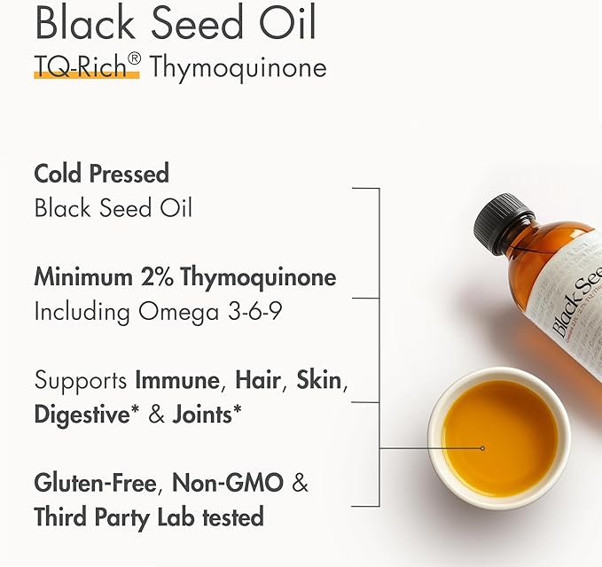 adalin Black Cummin Seed Oil Liquid Drops 1.67 fl oz | Nigella Sativa Seed Oil | High Thymoquinone | Cold Pressed | Glass Bottle | Blackseed | Vegan | Gluten Free