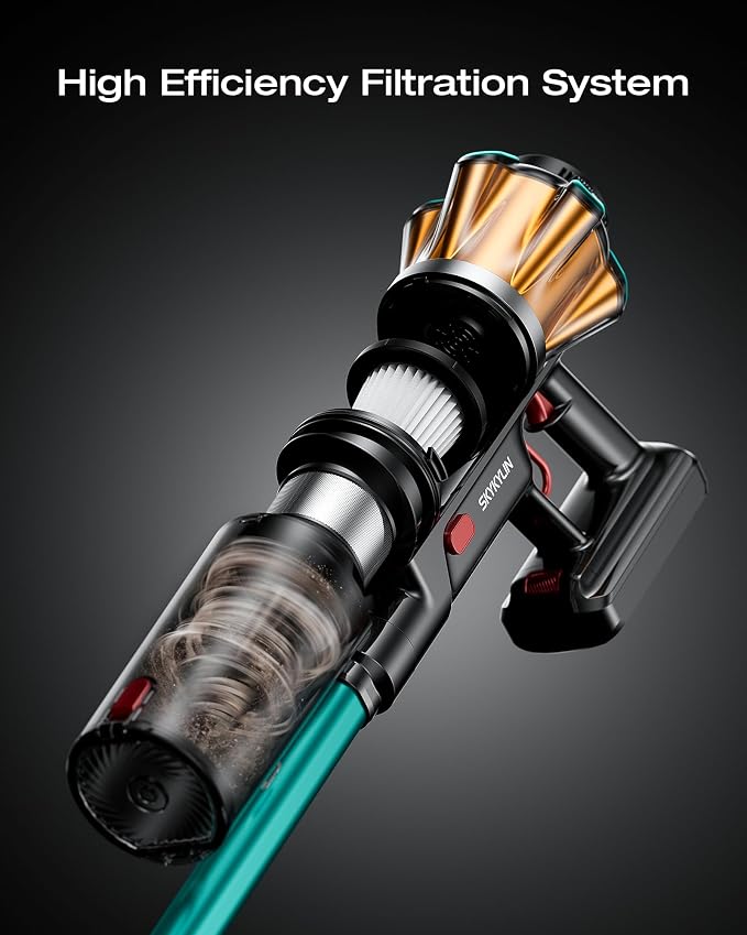 Cordless Vacuum Cleaner, 60Kpa 650W Stick Vacuum with Hurricane Mode, 70-Min Runtime, Anti-Tangle Brush, Self-Standing, LED Display, Cordless Vacuum for Pet Hair, Carpet & Hard Floor, car
