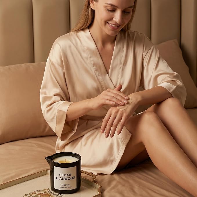 Massage Oil Candle, Ultra Hydrating Body Care with Soybean Oil, Body Oil Candle, 8.1oz, Amazing Gift (Cedar Teakwood)