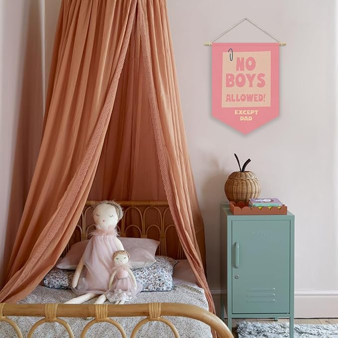 Girls Room Sign Decor Banner,No Boys Allowed Door Sign,Pink Cute Wall Decor for Teen Girls Bedroom Playroom Toddler Little Girl Stuff Wall Hanging Pennant Flag Linen Banner 15x11 Inch