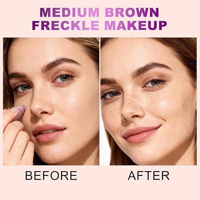 Freckles Stamp Pen – Waterproof Fake Freckles Makeup, Quick Dry 5-Point Faux Freckle Pen for Natural Long-Lasting Sunkissed Look (#01 Light)
