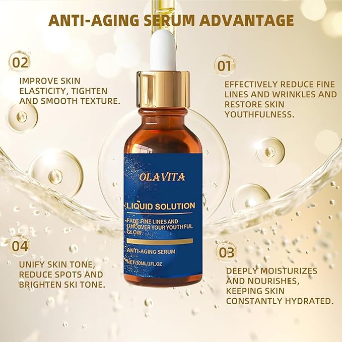 Liquid Solution Anti Aging Serum – New Upgraded Vitamin C Hydrating & Firming Facial Serum with Collagen Support,2Pack