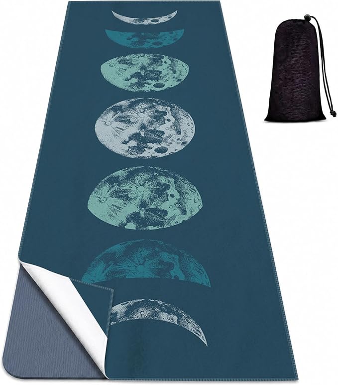 Yoga Mat Towel, Hot Yoga Non Slip with 4 Corner Pockets, 74 x 26 in | Soft Absorbent Microfiber With Four Corner Pockets, Fits Over Yoga Mats For Hot Yoga, Pilates, Gym, And Travel