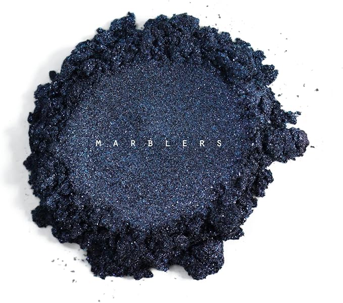 MARBLERS Black Mica Powder [Blue Black Pearl] 4oz (113g) | Cosmetic Grade | Epoxy Resin Pigment, Dye | Non-Toxic, Vegan, Cruelty-Free | Lip Gloss, Nails, Body Butter, Bath Bomb, Candle & Soap Making