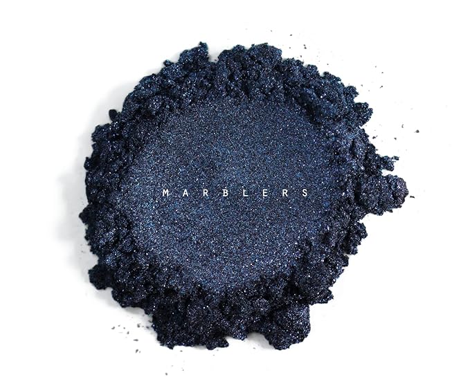 MARBLERS Chunky Natural Mica Powder [Blue Black Pearl] 0.11oz (3g) | Highly Pigmented | Non-Toxic, Vegan, Cruelty-Free | Eyeshadow, Body Butter, Nail Polish, Nail Art | Party, Body, Face Makeup