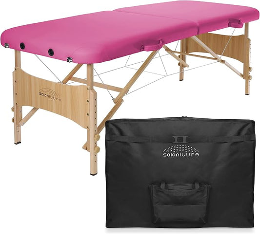 Saloniture Basic Portable Folding Massage Table - Hot Pink