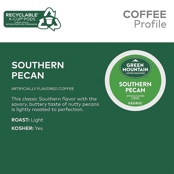 Green Mountain Coffee Roasters Southern Pecan, Single-Serve Keurig K-Cup Pods, Flavored Light Roast, 24 Count