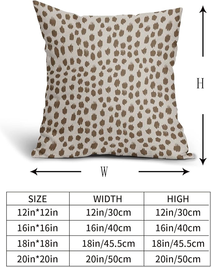 Brown Cream Pillow Covers 16x16 Set of 2 Boho Design Polka Dot Throw Pillows Modern Brush Strokes Print Decorative Outdoor Pillowcase Square Cushion Cover Linen Pillow Case for Home Sofa Couch Bed