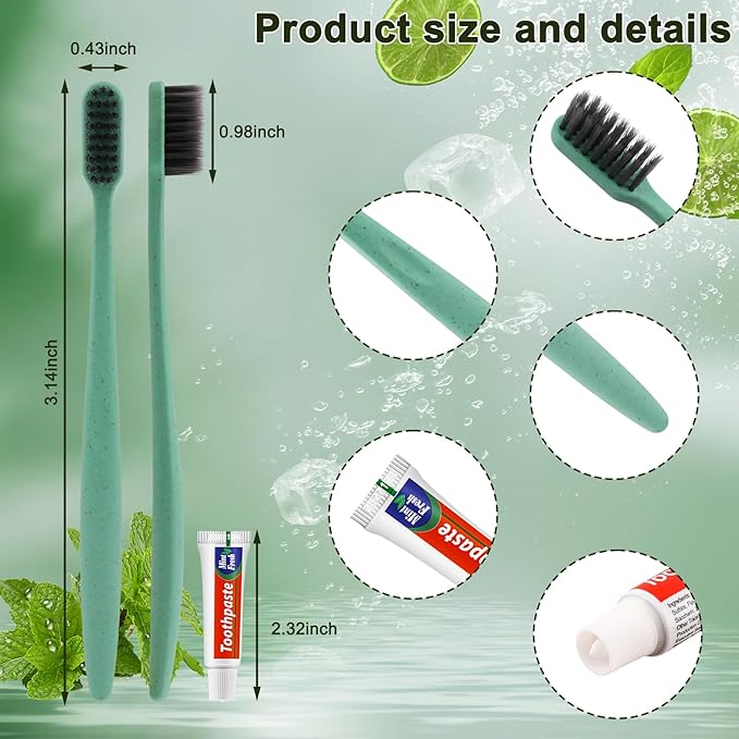 HOFASON Disposable Toothbrushes with Toothpaste 20 Pack, Travel Bulk Toothpaste and Toothbrush Set, Travel Size Tooth Brush Paste, Individually Wrapped Toiletries for Homeless, Nursing Home, Hotel